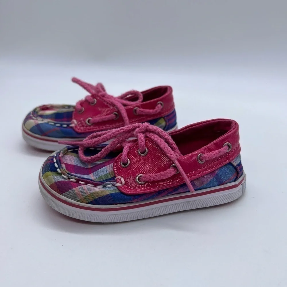 SPERRY TOP SIDERS BABY GIRL PINK AND BLUE PLAID SIZE CRIB 4